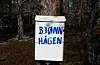 BLE FJERNET. Trimkassen på Bjønnhågen har blitt tatt ned og hengt opp i flere omganger. Mannen som har fjernet trimkassen, får nå viljen sin om at trimkassen ikke skal henges opp igjen på Bjønnhågen, fordi en del av ruta går over hans eiendom.