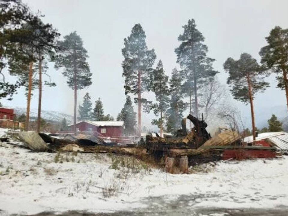 Slik ser branntomta ut søndag morgen. Slik ser branntomta ut søndag morgen. Foto: Tipser