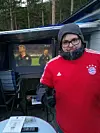 KLAR. Andreas valgte tysk i oppgjøret mellom Bayern München og Real Madrid onsdag. Foto: privat