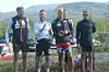 ROS. Niklas Dyrhaug, Martin Johnsrud Sundby og Chris Jespersen fikk den hardøkta de var ute etter i fjorårets rulleskirenn i Sulis. Brian Holstrøm fra Valnesfjord (til høyre) var fornøyd med å bli beste løper utenfor Team Koteng Eidissen. Foto: Alle foto: Espen Johansen