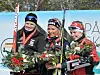 SPRINTPALLEN. Juniorene gikk sprint på Fauske. Fra venstre sølvvinner Anne Emilie Kant fra Hernes, gullvinner Rikke Bergsvand fgra Heming og bronsevinneren, Fauskes egen Christina Rolandsen. Foto: Tord Øverås