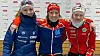 MEDALJER. Kaja Risvoll Amundsen, Ingrid Mathisen og Marte Alstad-Larsen tok sølv, gull og sølv på NNMs andre dag. Foto: Fauske IL