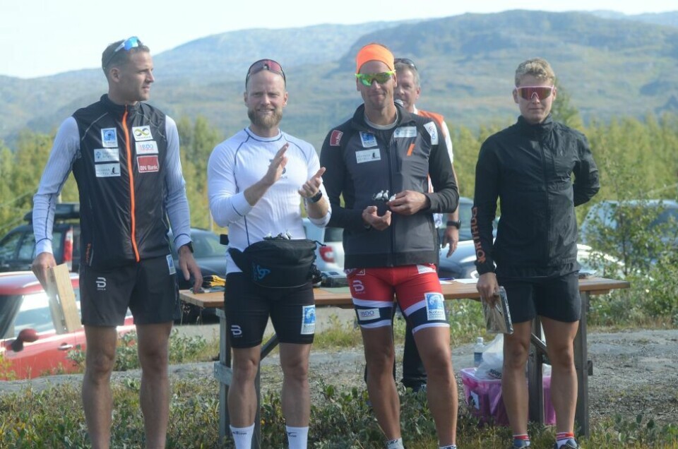 Kobberløpets rulleskirennBrian Holmstrøm (t.h.) ble nummer fire bak Team Eidissen Koteng-trioen Niklas Dyrhaug, Martin Johnsrud Sundby og Chris Jespersen