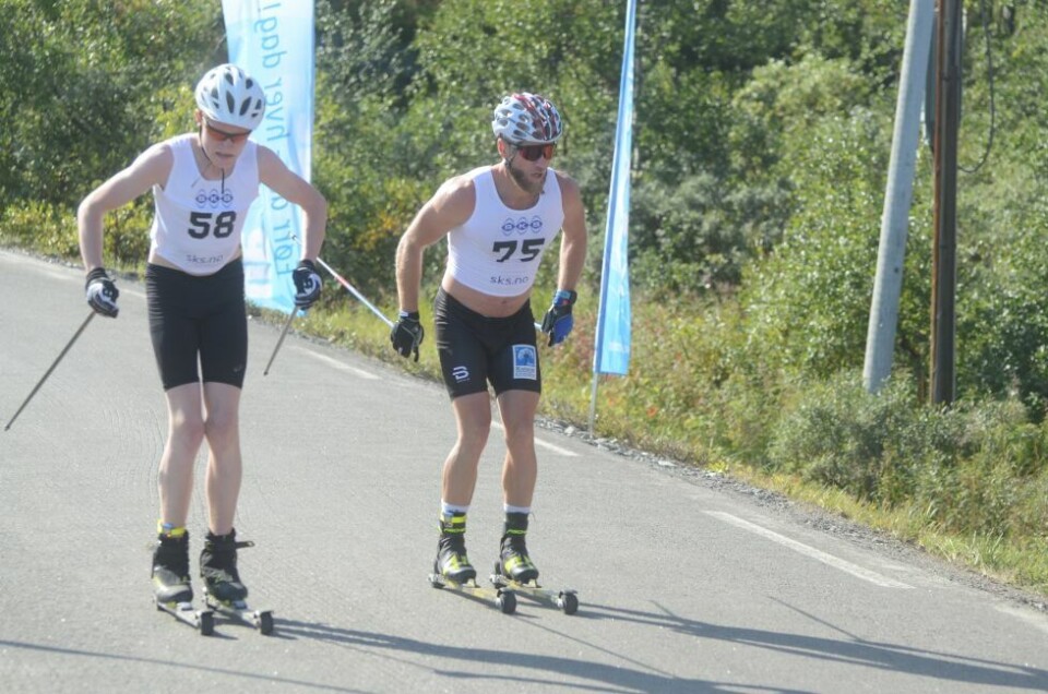 Kobberløpets rulleskirennPål Simon Strøm fra UL/IL Heimhug fikk spurte mot Martin Johnsrud Sundby inn mot mål.