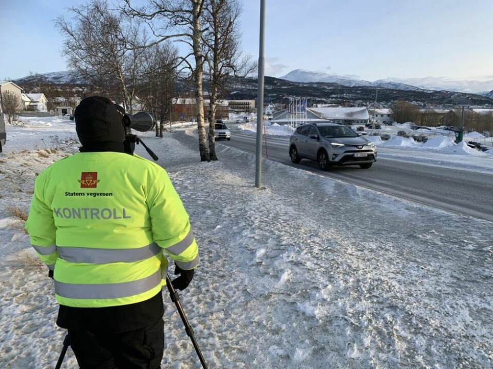 Statens vegvesen hadde utekontroll ved riksvei 80 på Fauske torsdag. Statens vegvesen hadde utekontroll ved riksvei 80 på Fauske torsdag. Foto: Frank Øvrewall