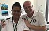 PÅ SAMOA. Håvard Jansen (sykepleier/paramedic Nordlandssykehuset) sammen med en samoansk sykepleierkollega. Foto: Nordlandssykehuset