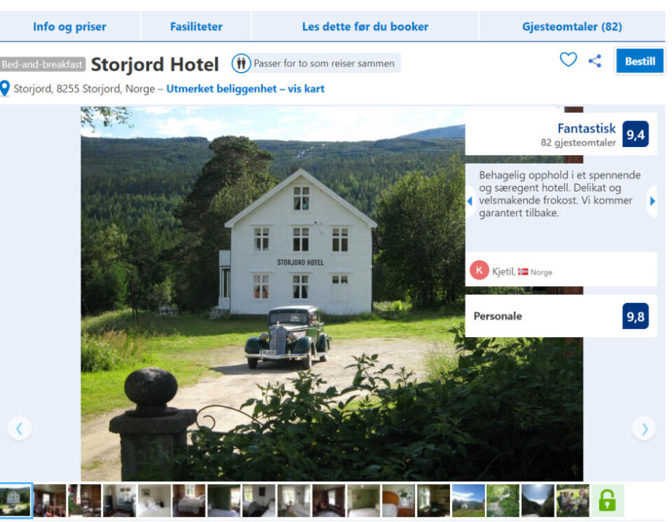 OMTALE. Storjord har fått mange gode tilbakemeldinger på booking.com, som de drar nytte av i sin tredje sesong på nettstedet som formidler overnatting verden over. OMTALE. Storjord har fått mange gode tilbakemeldinger på booking.com, som de drar nytte av i sin tredje sesong på nettstedet som formidler overnatting verden over. Foto: Skjermdump