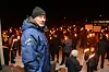 STÅR OPP SAMMEN. Ordfører Rune Berg holdt appell om samhold og protester for å beholde blomsterdekoratørlinja ved Saltdal videregående skole. Alle foto: Helge Simonsen