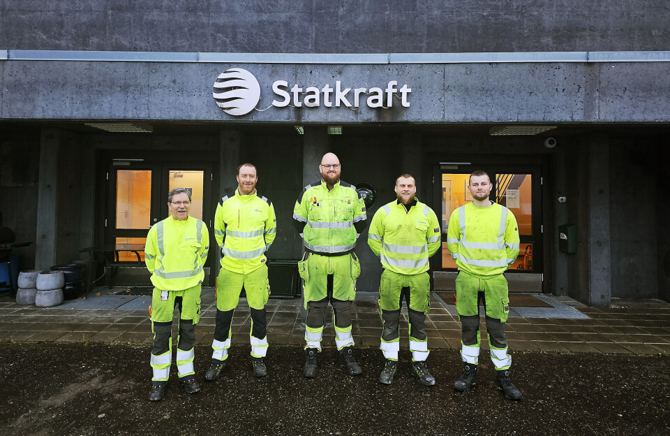 De ansatte i Kobbelv. Fra venstre Geir Roger Jensen, Vidar Valvik, Simon Vedal Jensen, Anders Haugberg Slettmyr og Marius Vedal Jensen.
