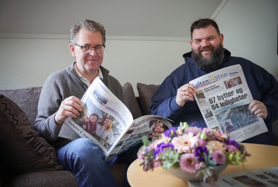 POSITIVT. Daglig leder Sverre Breivik og redaktør Helge Simonsen gleder seg over økning i opplagstallene, og mener pilene peker i riktig retning for Saltenposten.
