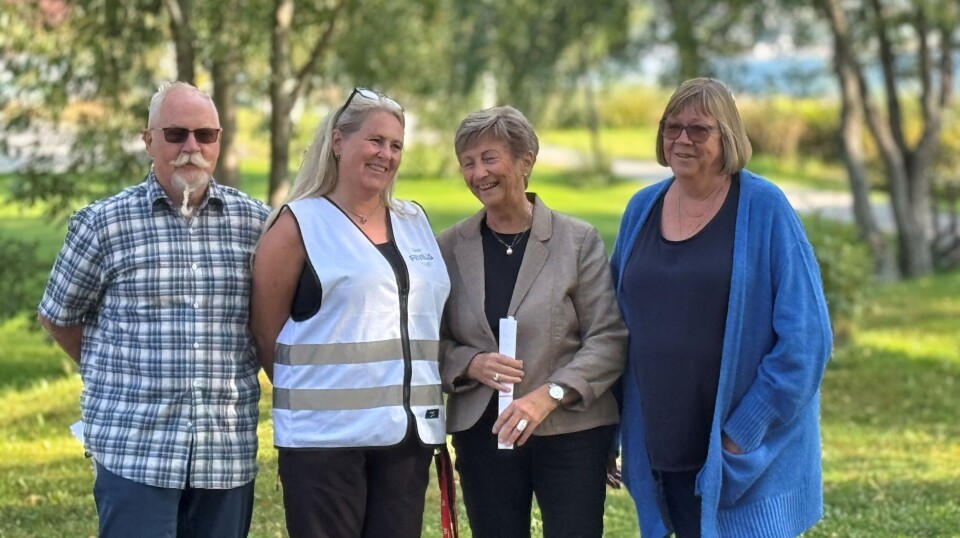 KLARE FOR FEIRING. Denne gjengen håper på stor suksess når verdens eldredag skal markeres på Fauske. Fra venstre: Per Astad i Valnesfjord Nærmiljøutvalg, Gro-Anita Olsen fra Fauske frivilligsentral, nestleder Torny Pedersen i Fauske eldreråd, og Lene Gulstad fra Fauske Demensforening.